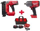 2740-20-2767-20-48-59-1852p Milwaukee Brad Nailer Impact Wrench Combo Kit Keyless 0895101003933