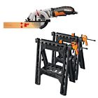 845534032871 Worx Saw Compact Circular Clamping Sawhorses With Bar