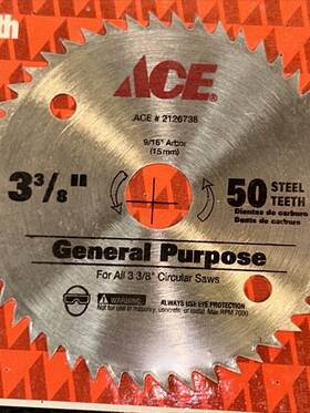 2126738 Ace Lot Of 2 3-3/8 Inch X 50 Tooth Steel Saw Blades General Purpose Circular