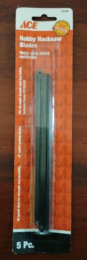 25348 Ace Hardware 6 Inch Inches Hobby Hacksaw Blades 5-piece Set Brand New