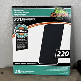 4241 Ali Industries Gator 9 Inch X 11 Waterproof Sanding Sheets 220 Grit 25 Pack New Sealed
