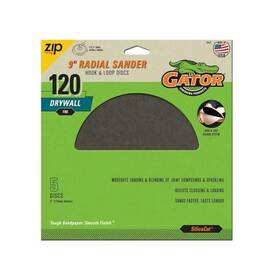 6442 Ali Industries Inc Gator 9 Inch Ceramax Grain Hook And Loop Drywall Sanding Disc 120 Grit Fine 5 Pk