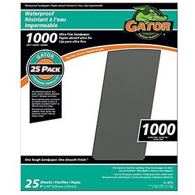 4273 Ali Industries Llc Rust-oleum Gator 9 Inch X 11 Waterproof Sanding Sheets 1000 Grit 25 Pack