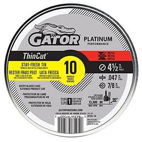 975010 Ali Industries Llc Rust-oleum Gator Thincut Type 1 Metal Cut-off-wheel 4-1/2 Inch X .047 7/8 10 Pack