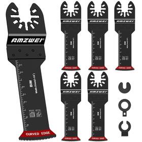 Amzwei 313090766740 6 Pcs Extra Long Oscillating Tool Blades Bi-metal Curved Edge Multitool