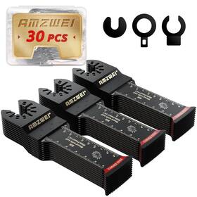 Amzwei 445040362337 30 Pcs Extra Long Oscillating Tool Blades Bi-metal Curved Edge Multitool