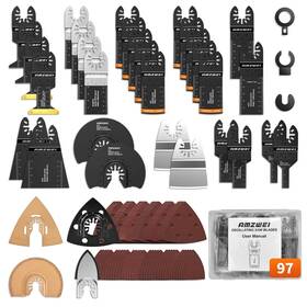 Jp011-us Amzwei 97pcs Oscillating Tool Blade Titanium Multitool Blades With Case Sandpaper