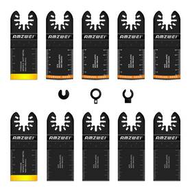 Jp023-us-20240718 Amzwei 10pcs Titanium And Hcs Oscillating Tool Blades For Metal Wood Plastic Compat
