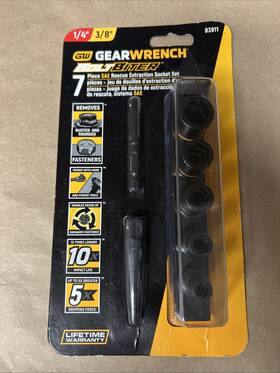 83911 Apex Tool Group Gearwrench 7 Pc. 1/4 And 3/8 Inch Drive Sae Bolt Biter Extraction Socket Set -