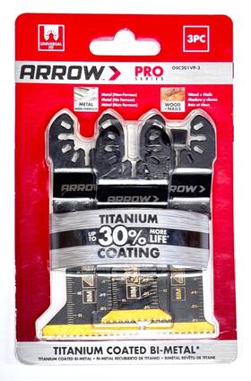 Osc201vp-3 Arrow Pro Series Osc201vp3 New Titanium Oscillating Blade Wood Metal 3pc -fr.sh