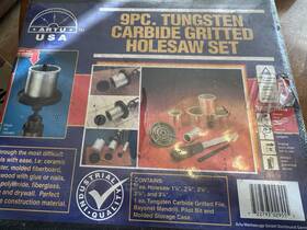 Artu 722793029555 9-pc Tungsten Carbide Gritted Hole Saw Holesaw Set With Case Brand New Nib