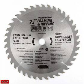 Ate 789610586950 7 1/4 Inch 40 Tooth Carbide Saw Blade