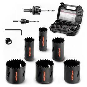 100109b Av Steel Bi-metal Hole Saw Kit 9 Pieces Drill Set In Case With Mandrels Hol