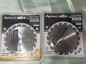 Avanti 008925083993 Lot Of Two 5 3/8 Inch Cordless Carbide Saw Blades 18 Teeth 10mm Arbor New