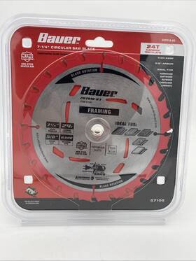 20701a-b10 Bauer 7-1/4 Inch Circular Saw Blade -40t Thin Kerf 5/8 Arbor- Item #57095