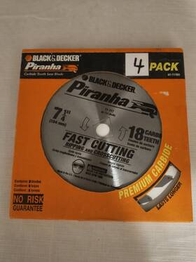 67-717b5 Black Decker And Piranha 18 Tooth Carbide 7 1/4 Inch Fast Cutting Saw Blade New 4 Pack