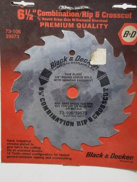 73-106 Black Decker 39573 And 6-1/2 Inch Combo Rip Crosscut 18 Tooth Circular Saw Blade