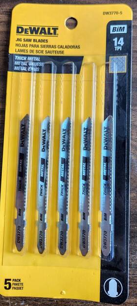 Dw3770-5 Black & Decker Dewalt 3 Inch 14 Tpi T-shank Cobalt Steel Jig Saw Blade 5 Pack
