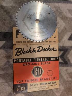 U-1728 Black Decker Vintage And 6-1/16 Friction Saw Blade #u-1728 With Display Cover