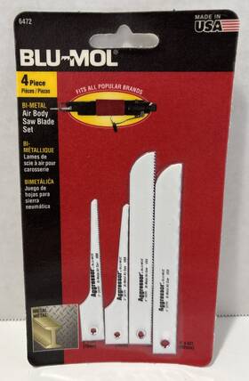 6472 Blu-mol Aggressor Bi-metal Air Body Saw Blade Assortment 4-piece #6472 New
