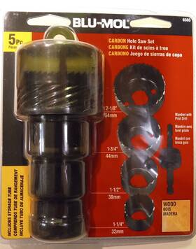 6560 Blu-mol 5 Pc Carbon Steel Hole Saw Kit Model For Wood Up 1 /14 Inch To 2 1/8