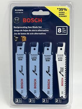 Bosch 000346407136 R12v8pk 8-piece All-purpose Reciprocating Saw Blade Set