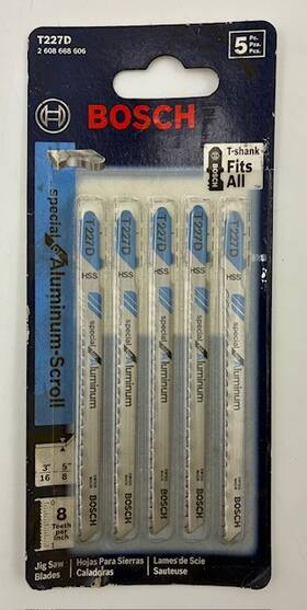 T227d Bosch 5-piece 4 Inch 8 Tpi Special For Aluminum T-shank Jig Saw Blades