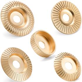 Branded 726084341029 Set Of 5 Wood Carving Disc For 4 Inch Or 1/2 Angle Grinder With 7/8 Arbor Grind
