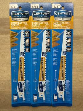 07602 Century 3pk Drill 5/8t X 6 Inch Cobalt Bi-metal Contractor Series Blades