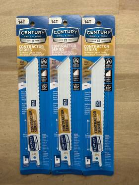 07614 Century 3pk Drill 14t X 6 Inch Cobalt Bi-metal Contractor Series Blades