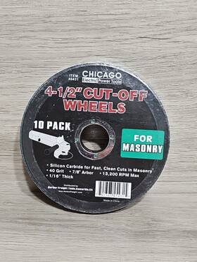 45431 Chicago Electric 4 1/2 Inch Masonry Cut-off Wheels Pack Of 10 New Sealed
