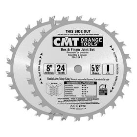 230.224.08 Cmt Orange Tools Chrome Carbide 8 Inch Box And Finger Joint Set 24-teeth Flat Top