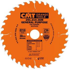 291.210.36m Cmt Orange Tools General Purpose Blade Compatible W Festool 210mm O 36 Teeth 30m