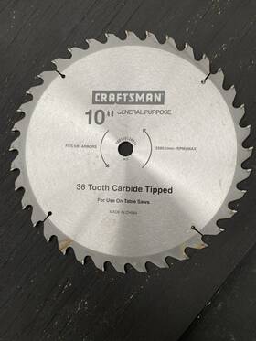 26805 Craftsman Used 10 Inch General Table Saw Sawblade 5/8 Arbors 5500 R/min Rpm