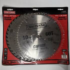 32866 Craftsman 10 Inch X 60 And 40 Carbide-tipped Tooth Saw Blade Titanium 2 Pack