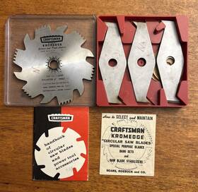 7-3249 Craftsman Sears 7pc Stack Dado Blade Set 6 Inch Kromedge Thin Rim Satin Cut #7-3249