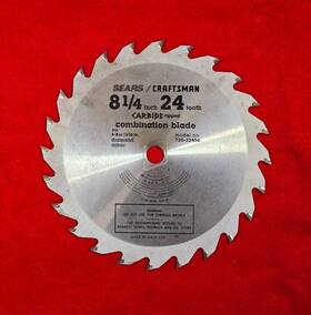 720-32456 Craftsman Vintage 8 1/4 Inch 24-tooth Combination Carbide Tipped Saw Blade Usa - New