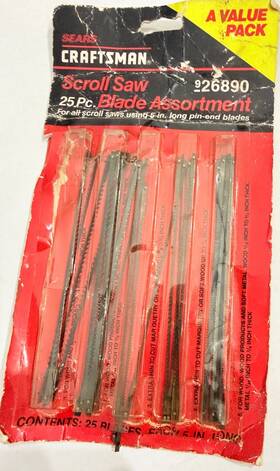 Craftsman 9-26890 Vintage Scroll Saw Blade Assortment 25 Pc Set 5 Inch Pin End Nos