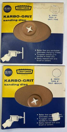 9-30071 Craftsman 2 Karbo-grit Sanding Disc Wheels No. Size 5 Inch Grit Fine