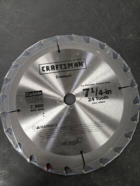 9-32255 Craftsman -7 1/4 Carbide Smooth Cross Cut- 24 Toothed Blade