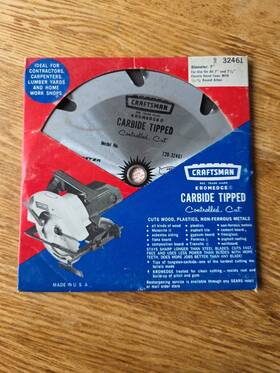 9-32461 Craftsman Vintage Kromedge Carbide Tipped 7 Inch - 1/4 Circular Saw Blade