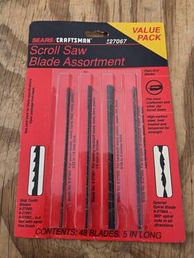 9-27067 Craftsman 927067 Sears 5 Inch Skip Tooth/spiral Scroll Saw Blades Assortment 48 Pc.