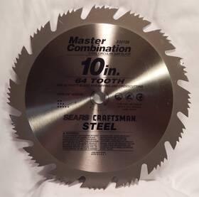932126 Craftsman Sears 10 Inch 64 Tooth 5/8 Arbor #932126 Master Combo Blade New