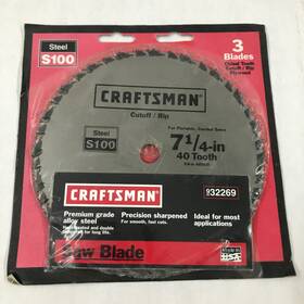 932269 Craftsman 3 Blades Chisel Tooth Cutoff/rip Saw Blade 7 1/4 In 40 5/8