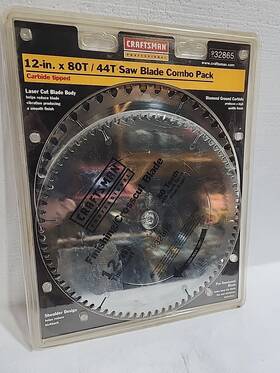 932865 Craftsman Saw Blades 12-in 44 Tooth And 80 6000 Max Rpm Chrome