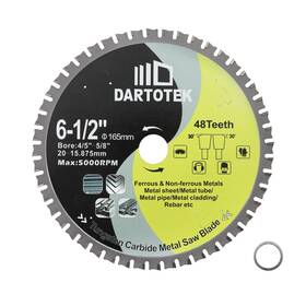 Dk1-0040612102 Dartotek 6-1/2 Inch /165mm Metal Cutting Disc Circular Saw Blade 48t Tungsten Car