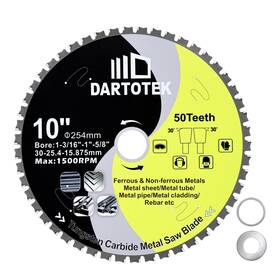 Dk1-o040010105 Dartotek 10 Inch /254mm Metal Cutting Disc Circular Saw Blade 50t Tct Cut Off Wheel For Ste
