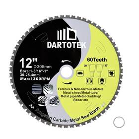 Dk1-o040012105 Dartotek 12 Inch /305mm Metal Cutting Disc Circular Saw Blade 60t Tct Cut Off Wheel For Ste