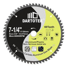 Dk1-o041714101 Dartotek 7-1/4 Inch /184mm Aluminum Cutting Disc Circular Saw Blade 60t Tcg Teeth Tct Cut O