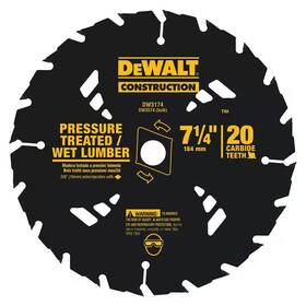 Dewalt 744110030136 7-1/4 Inch 20t Pressure Treated Wet Lumber Circular Saw Blade